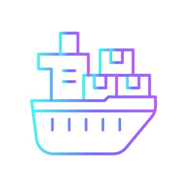 Ship delivery service icon with blue gradient outline style. Shipping sign symbol. Related to order tracking, delivery home, warehouse, truck, courier and cargo icons. Vector illustration