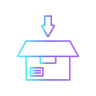 Packing delivery service icon with blue gradient outline style. Shipping sign symbol. Related to order tracking, delivery home, warehouse, truck, courier and cargo icons. Vector illustration