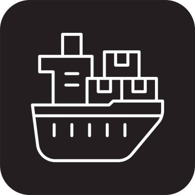 Ship delivery service icon with black filled line style. Shipping sign symbol. Related to order tracking, delivery home, warehouse, truck, courier and cargo icons. Vector illustration