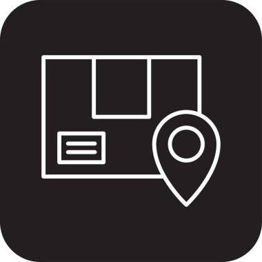 Location delivery service icon with black filled line style. Shipping sign symbol. Related to order tracking, delivery home, warehouse, truck, courier and cargo icons. Vector illustration
