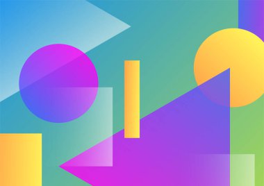 Modern 3d blue orange red green abstract background with geometric shapes. Background with abstract graphic elements for presentation background design.