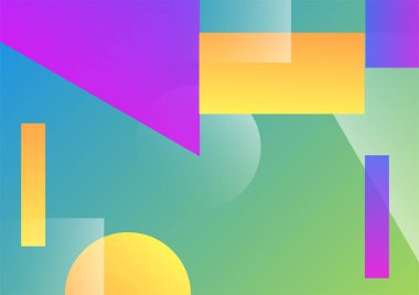 Modern 3d blue orange red green abstract background with geometric shapes. Background with abstract graphic elements for presentation background design.