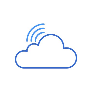 Cloud technology icon with blue duotone style. Computing, diagram, download, file, folder, graph, laptop . Vector illustration