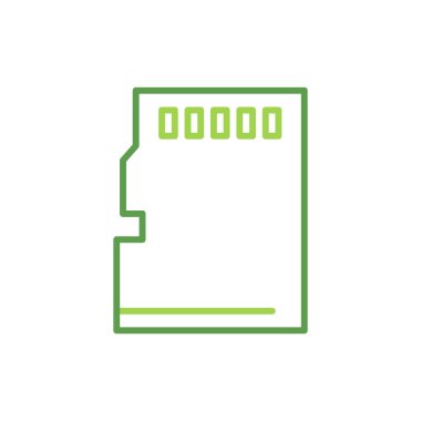 Save technology icon with green duotone style. Computing, diagram, download, file, folder, graph, laptop . Vector illustration