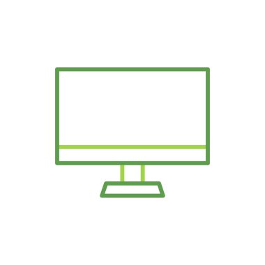 Computer technology icon with green duotone style. Panel, diagram, download, file, folder, graph, laptop . Vector illustration