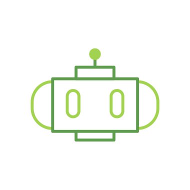 Robot technology icon with green duotone style. Computing, diagram, download, file, folder, graph, laptop . Vector illustration