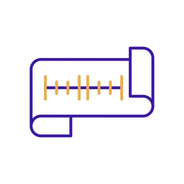 Print technology icon with purple and orange duotone style. Computing, diagram, download, file, folder, graph, laptop . Vector illustration