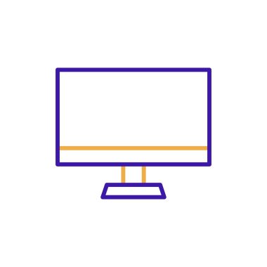 Computer technology icon with purple and orange duotone style. Panel, diagram, download, file, folder, graph, laptop . Vector illustration
