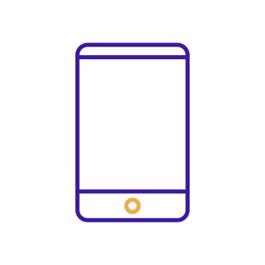 Phone technology icon with purple and orange duotone style. Computing, diagram, download, file, folder, graph, laptop . Vector illustration