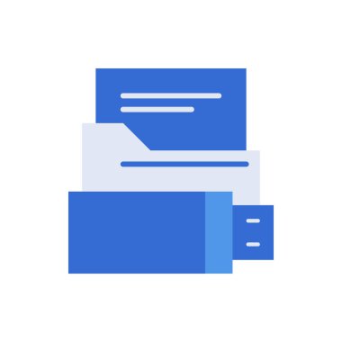 Flashdrive technology icon with blue duotone style. Computing, diagram, download, file, folder, graph, laptop . Vector illustration