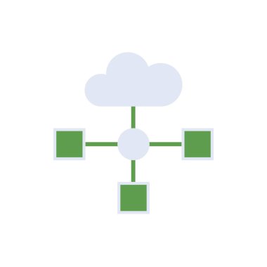Blockchain technology icon with green duotone style. Computing, diagram, download, file, folder, graph, laptop . Vector illustration