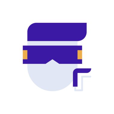 Virtual reality technology icon with purple and orange duotone style. Computing, diagram, download, file, folder, graph, laptop . Vector illustration