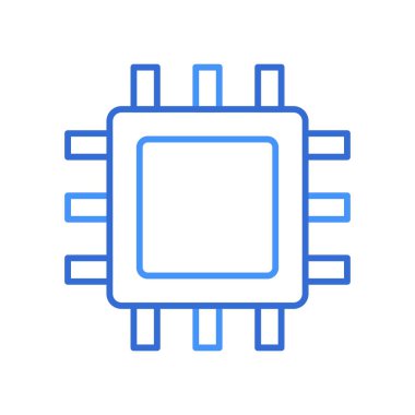 Processor technology icon with blue duotone style. Computing, diagram, download, file, folder, graph, laptop . Vector illustration