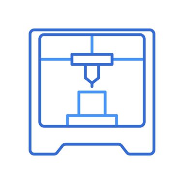 3D Printing technology icon with blue duotone style. Computing, diagram, download, file, folder, graph, laptop . Vector illustration