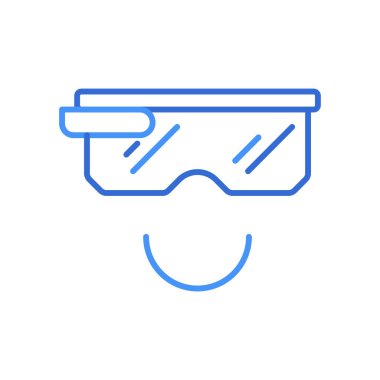 Smartglass technology icon with blue duotone style. Computing, diagram, download, file, folder, graph, laptop . Vector illustration