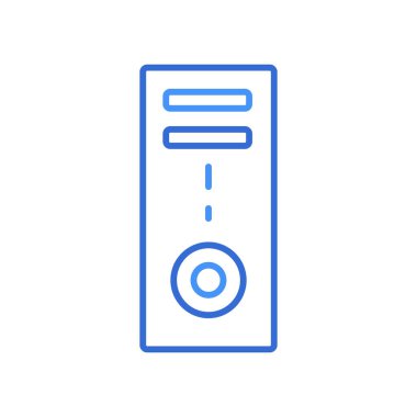Computer technology icon with blue duotone style. Computing, diagram, download, file, folder, graph, laptop . Vector illustration