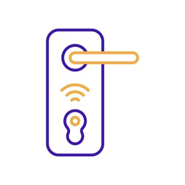 Smartlock technology icon with purple and orange duotone style. Computing, diagram, download, file, folder, graph, laptop . Vector illustration