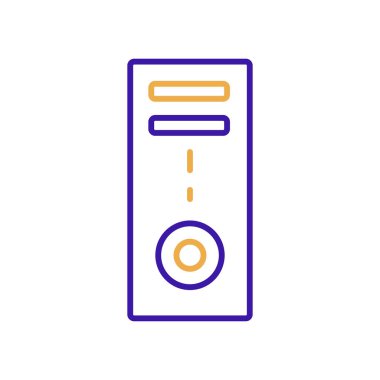 Computer technology icon with purple and orange duotone style. Computing, diagram, download, file, folder, graph, laptop . Vector illustration