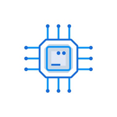 Technology business icon with blue duotone style. Corporate, currency, database, development, discover, document, e commerce. Vector illustration