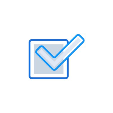 Approved business icon with blue duotone style. Corporate, currency, database, development, discover, document, e commerce. Vector illustration