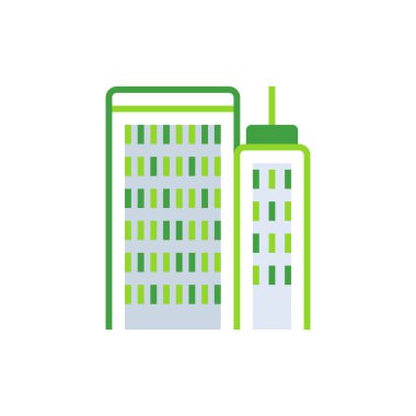 Office business icon with green duotone style. Corporate, currency, database, development, discover, document, e commerce. Vector illustration