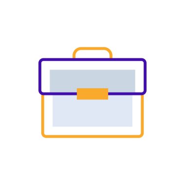 Work business icon with purple and orange duotone style. Corporate, currency, database, development, discover, document, e commerce. Vector illustration