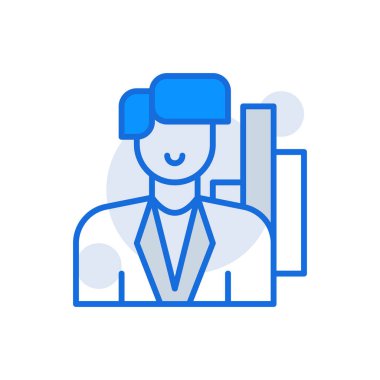 Business Chart business icon with blue duotone style. Corporate, currency, database, development, discover, document, e commerce. Vector illustration