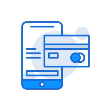 Mobile Banking business icon with blue duotone style. Corporate, currency, database, development, discover, document, e commerce. Vector illustration