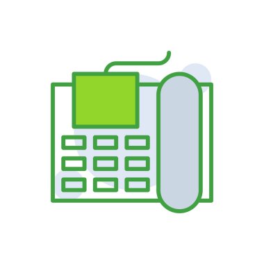 Telephone business icon with green duotone style. Corporate, currency, database, development, discover, document, e commerce. Vector illustration
