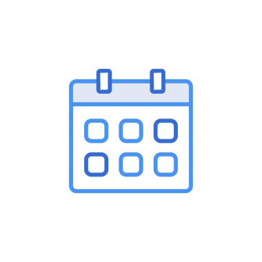 Calendar business icon with blue duotone style. Corporate, currency, database, development, discover, document, e commerce. Vector illustration