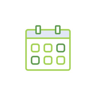 Calendar business icon with green duotone style. Corporate, currency, database, development, discover, document, e commerce. Vector illustration