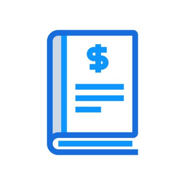 Ledger business icon with blue duotone style. Corporate, currency, database, development, discover, document, e commerce. Vector illustration