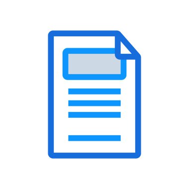 Document business icon with blue duotone style. Document, sign, paper, symbol, file, page, note. Vector illustration