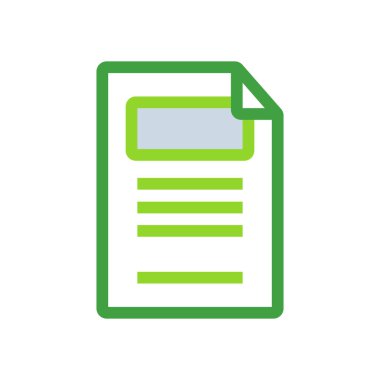 Document business icon with green duotone style. Document, sign, paper, symbol, file, page, note. Vector illustration