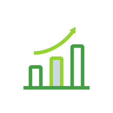 Growth business icon with green duotone style. Infographic, data, bar, grow, financial, report, target. Vector illustration