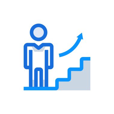 Career business people icon with blue duotone style. Businessman, growth, development, person, people, teamwork, management. Vector illustration