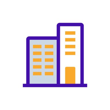 Office business icon with purple and orange duotone style. Modern, computer, work, table, desk, technology, design. Vector illustration