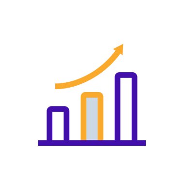 Growth business icon with purple and orange duotone style. Infographic, data, bar, grow, financial, report, target. Vector illustration