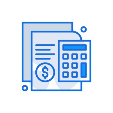 Accounting business icon with blue duotone style. Banking, outline, currency, calculator, payment, credit, financial. Vector illustration