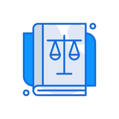 Law business icon with blue duotone style. Legal, justice, judge, gavel, crime, hammer, contract. Vector illustration
