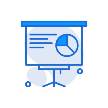 Presentation business icon with blue duotone style. Communication, design, human, classroom, manager, lecture, board. Vector illustration