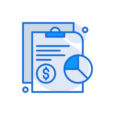 Financial Statement business icon with blue duotone style. Document, report, outline, management, tax, audit, accounting. Vector illustration