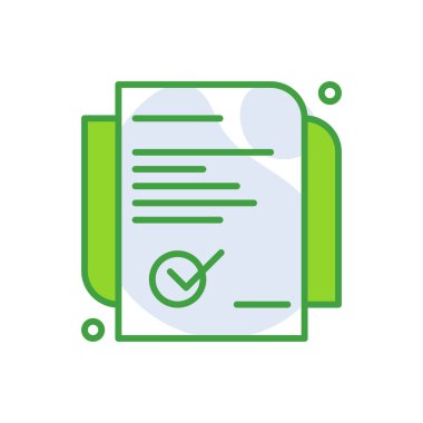 Contract business icon with green duotone style. Agreement, paper, sign, signature, isolated, design, deal. Vector illustration