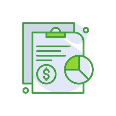 Financial Statement business icon with green duotone style. Document, report, outline, management, tax, audit, accounting. Vector illustration