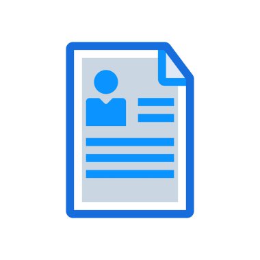 Resume business people icon with blue duotone style. Recruitment, cv, web, office, career, design, professional. Vector illustration