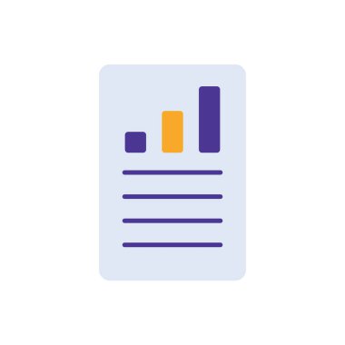 Business Report business icon with purple and orange duotone style. Concept, diagram, note, website, form, write, result. Vector illustration