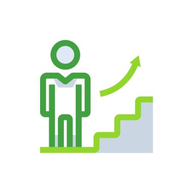 Career business people icon with green duotone style. Businessman, growth, development, person, people, teamwork, management. Vector illustration