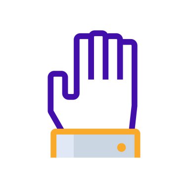 Hand Raise business people icon with purple and orange duotone style. Human, people, vote, up, arm, election, flat. Vector illustration