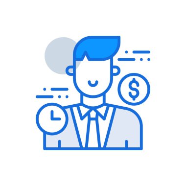 Employee Value business people icon with blue duotone style. Corporate, trust, concept, honesty, vision, commitment, excellence. Vector illustration