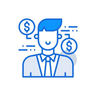 Resources business people icon with blue duotone style. Search, collaboration, strategy, group, employee, communication, career. Vector illustration